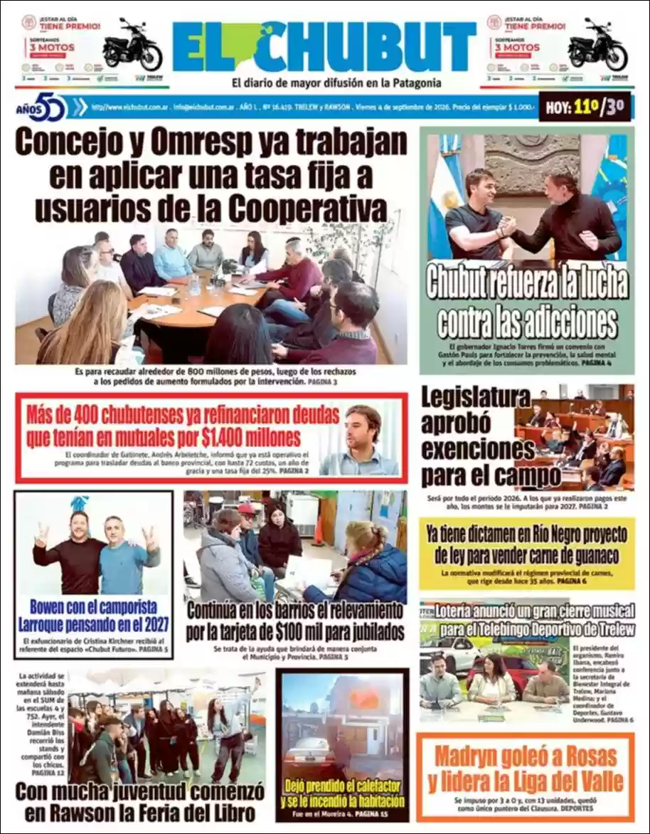 Estudios Max | RADIO MASTER 96.7 MHZ - Tapa del diario El Chubut