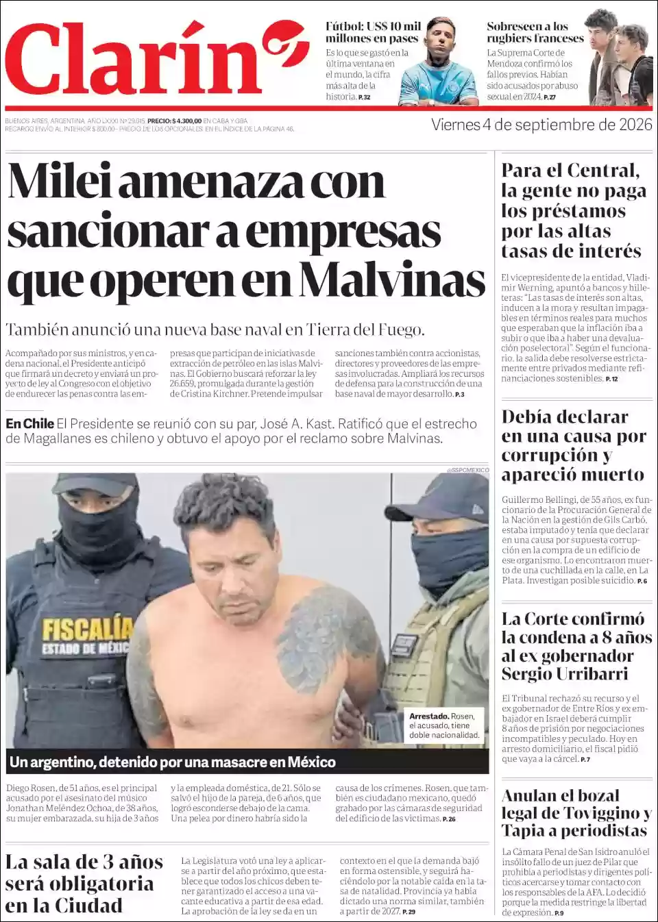 Estudios Max | RADIO MASTER 96.7 MHZ - Tapa del diario Clarin
