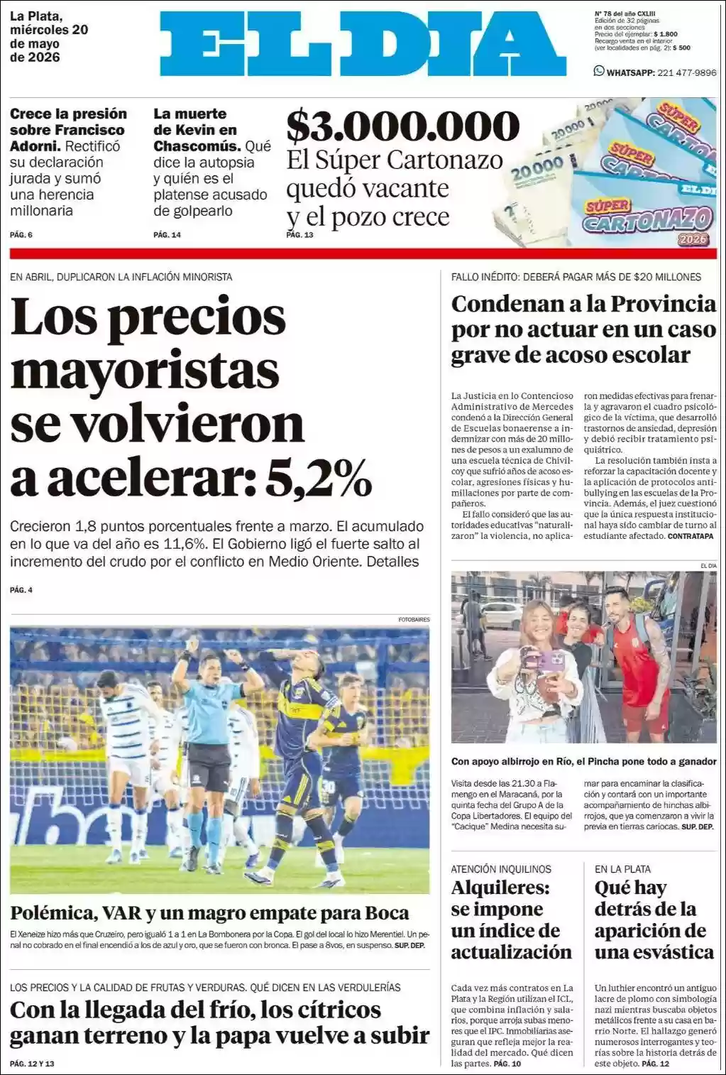 Estudios Max | RADIO MASTER 96.7 MHZ - Tapa del diario El Dia