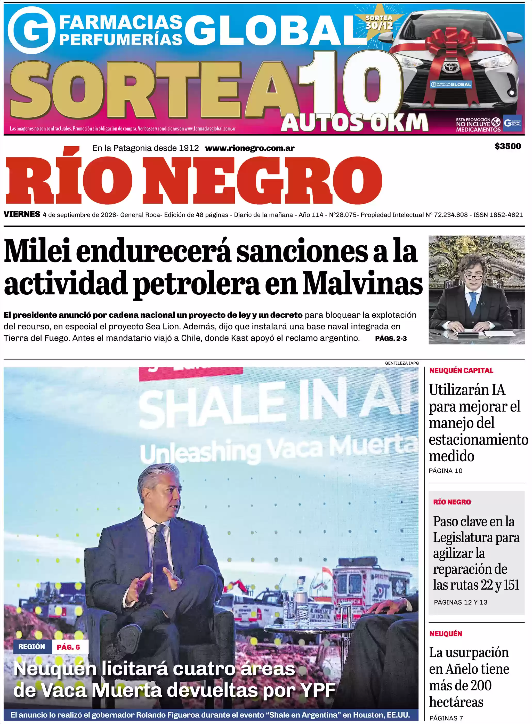 Estudios Max | RADIO MASTER 96.7 MHZ - Tapa del diario Rio Negro
