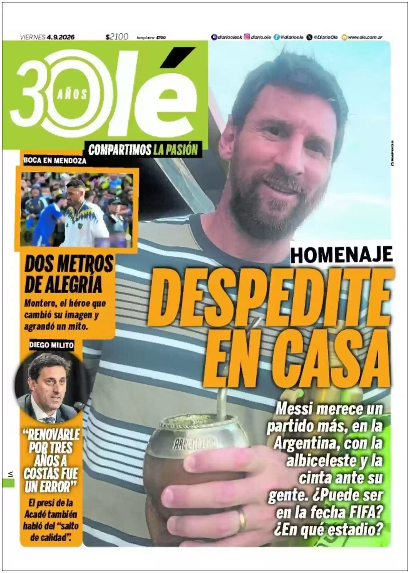 Estudios Max | RADIO MASTER 96.7 MHZ - Tapa del diario Ole